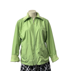 IZOD Lime Green Full Zip Windbreaker Jacket Women’s XL